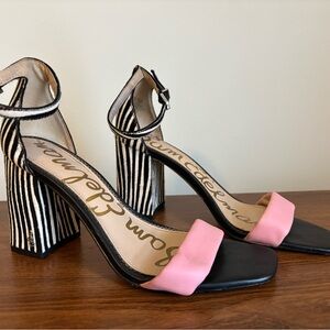 Sam Edelman Pink and Black Heels with Zebra Print